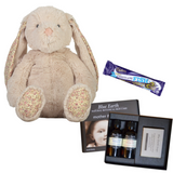 A gift box for mum and baby with Lily & George bunny, natural skin care set and chocolate fish