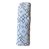 Aden + Anais muslin wrap in navy and white