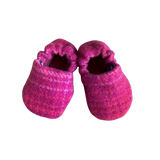 100% wool baby slippers in bright pink