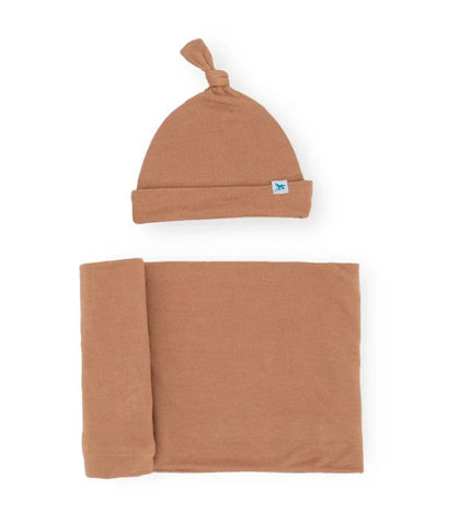 Little Unicorn Stretch Knit Hat & Swaddle - Terracotta