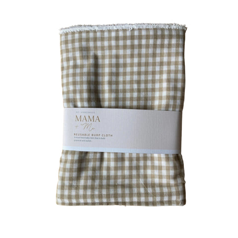 Mama + Me - Burp Cloth - Taupe Gingham