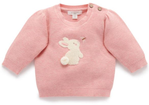 Purebaby Bunny Jumper - Dusky Rose