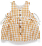 Purebaby Gingham Button Dress - golden