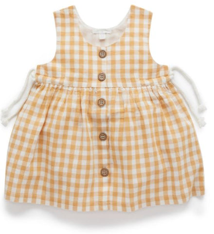 Purebaby Gingham Button Dress - golden