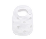 Organic cotton bib with grey leaf design