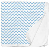 Jersey Cotton Stroller blanket - white with blue zig zag