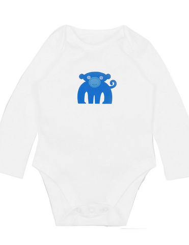 Sustainably sourced cotton bodysuit with monkey print on the front