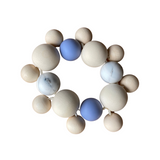 Silicone and Wood Teether - sky blue