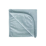 Super soft Merino/Organic Cotton blanket - pale blue with white stars
