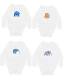 A set of three of our Sustainably sourced cotton bodysuits in a gift box. You choose which designs.