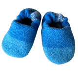 New Zealand made bright blue wool baby booties