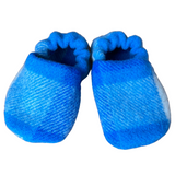 New Zealand made bright blue wool baby booties