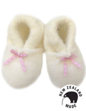Pure New Zealand Made Felted Merino Booties - Pink Ribbon