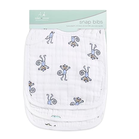 Cotton muslin baby bibs with animal designs