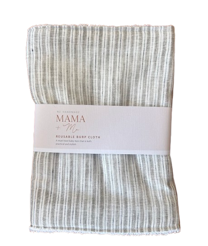 Mama + Me - Burp Cloth - Stone and Navy Stripe