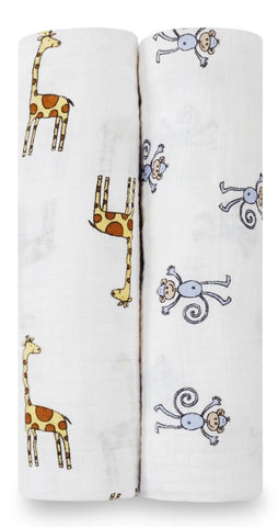 A set of two 100% natural cotton aden + anais wraps. Choose your jungle-themed designs.