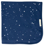 Super soft Merino/Organic Cotton blanket - bright blue with white stars