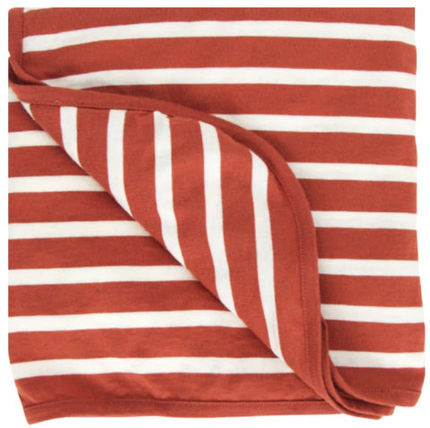 Super soft Merino/Organic Cotton blanket - red and white stripe