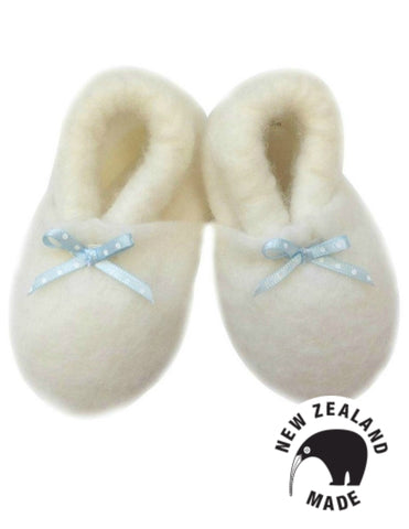 Pure New Zealand Made Felted Merino Booties - Blue Ribbon