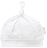 Organic cotton baby hat with grey leaf design