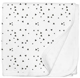 Jersey Cotton Stroller blanket - white with mini black triangles