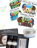 Gift box including the set of 4 Kiwi Critters books, Baby's Gentle Botty Balm and our Blue Earth Mother and Baby set