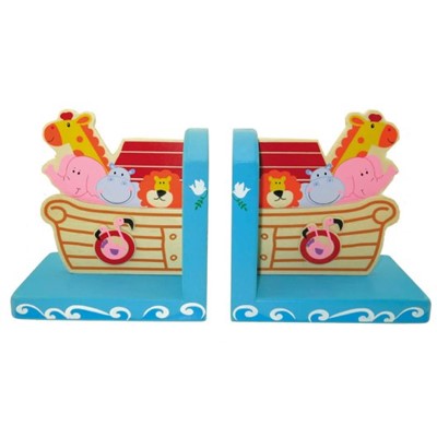 Bright wooden animal book ends