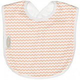 Jersey cotton bib for baby - white with peach zig zag