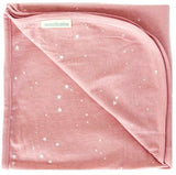 Super soft Merino/Organic Cotton blanket - pink with white stars