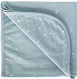 Super soft Merino/Organic Cotton blanket - pale blue with white stars