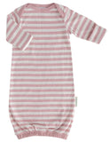 Sleeping Gown - Merino and Cotton mix - Dusky Pink stripe