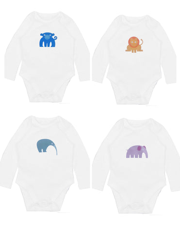 A set of three of our Sustainably sourced cotton bodysuits in a gift box. You choose which designs.