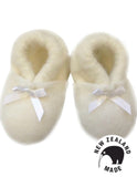 Pure New Zealand Made Felted Merino Booties - White Ribbon