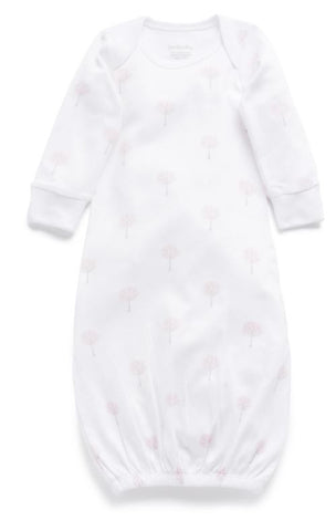 Purebaby organic cotton baby gown with pink tree design